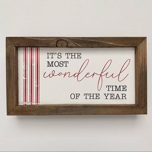 “It’s the Most Wonderful Time of the Year” Small Framed Wood Holiday Sign